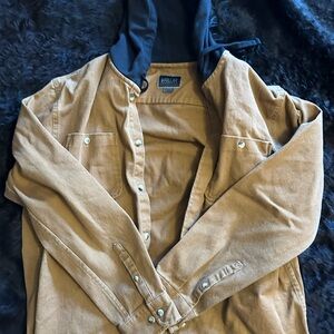 Vansory Men's Tan Hooded Shirt Jacket